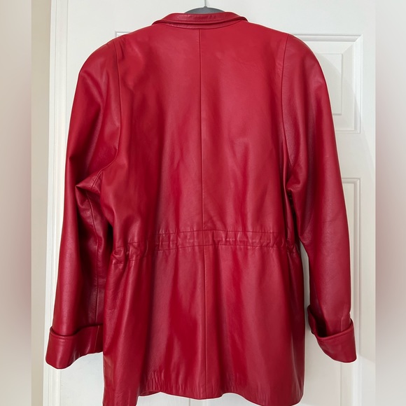 Carl W. Herrmann Pittsburgh Lyn Vintage Red Leather Cinch Waist Coat Women’s 10 - Picture 5 of 17